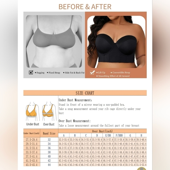 SEA BBOT Women Longline Strapless Bra Full Coverage Corset Bra #1000 - Picture 5 of 12